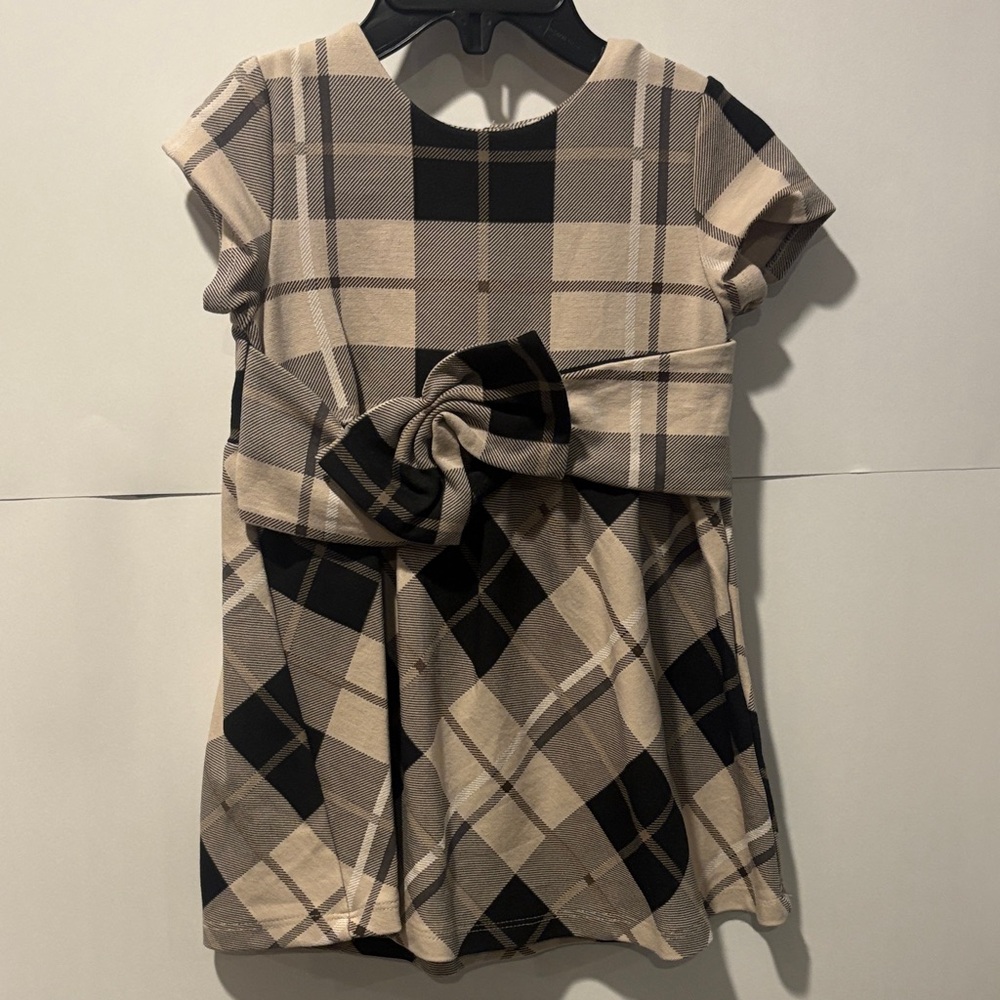 Kate Spade Plaid Dress with Bow - Black and Tan